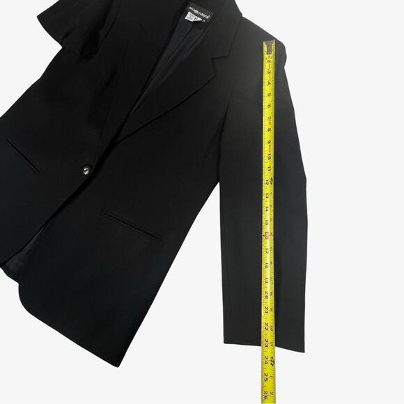 VTG Sag Harbor Womens Wool Blazer Size 10 Black 80s 90s Boxy Grandpa Minimalist - Picture 6 of 9